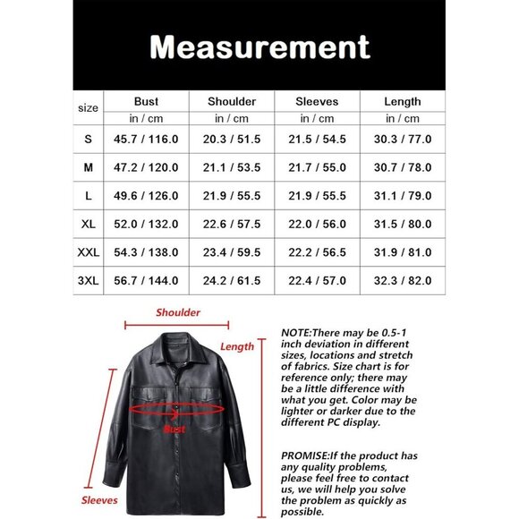 Women Faux black Leather Blazer Jackets Shacket for Spring and Fall Fashion - Picture 6 of 7